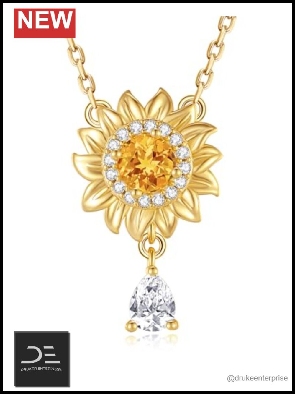 925 Sterling Silver Spinning Sunflower Pendant Necklace, Anxiety Relief Fidget
